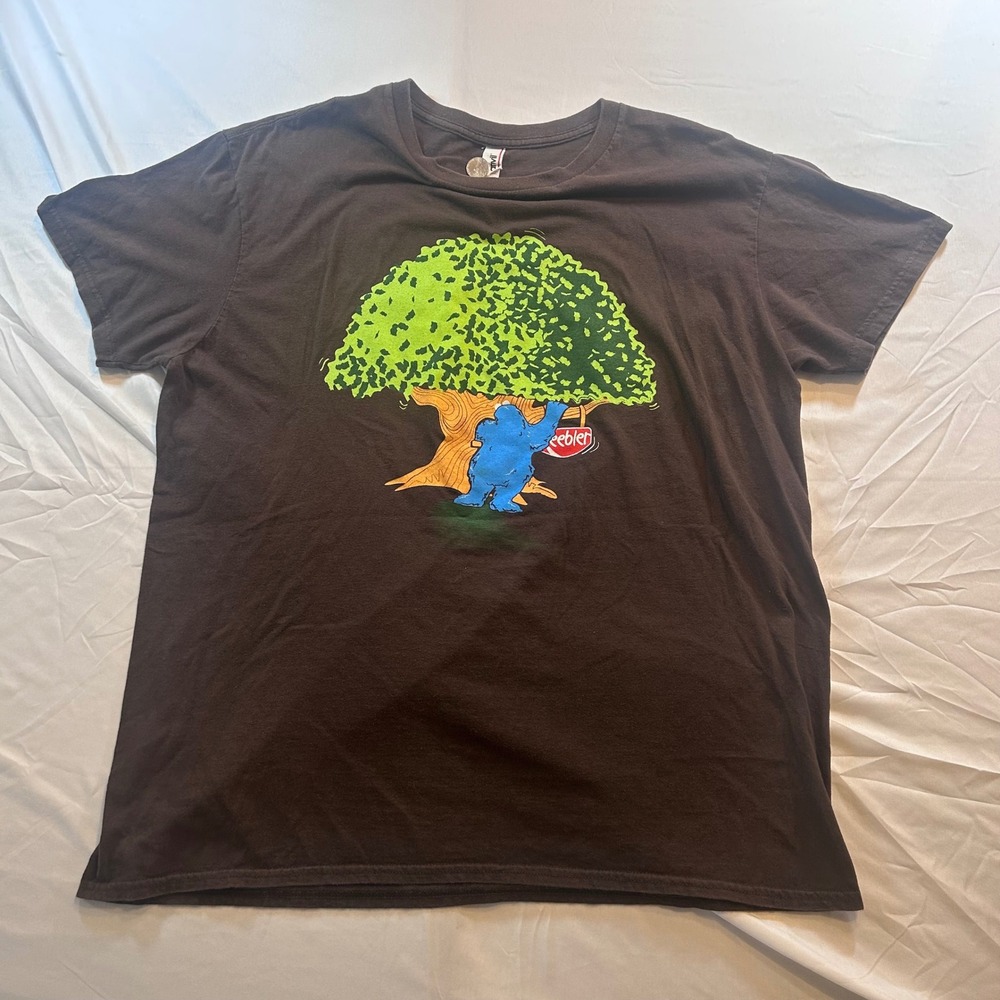 Mens Short Sleeve Crewneck T-Shirt Solid Dark Brown Cotton Blend Basic Tee
